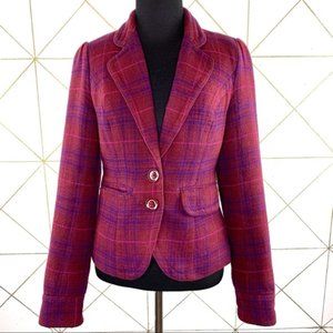 Fossil Plaid Academia Structured Lined Blazer w Double Buttons
